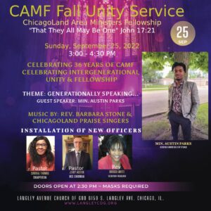 CAMF Fall Unity Service – September 25, 2022